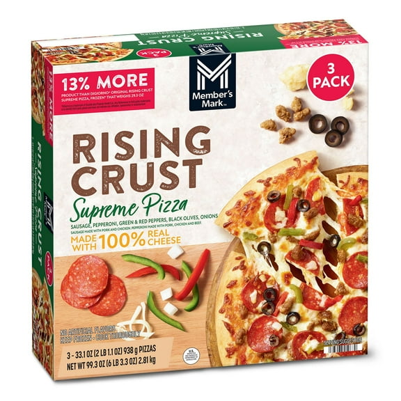 Member's Mark Rising Crust Supreme Pizza, Frozen, 3 pk.