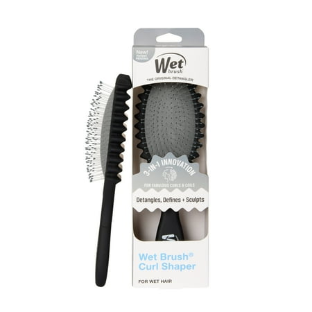 Wet Brush Curl Shaper Detangling Brush for Curly Hair with IntelliFlex Bristles - Black