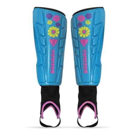 Vizari Blossom Soccer Shin Guards for Kids, Youth, and Adults | Lightweight Protective Gear with Stylish Design - BLUE, L