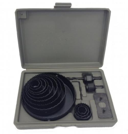 Hole Saw Kit 16 pieces 3 4"-5" Full Set in Case with Mandrels and Install Plate by