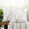 thumbnail image 6 of Home Soft Things Embroidery Canvas Throw Pillow Cover Pillow Case 2 Piece Set - Cherry Blossom - Light Blue - 20" x 20", 6 of 7