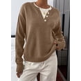 thumbnail image 2 of DOKOTOO Sweaters for Women Casual Crewneck Long Sleeve Layered Sweater Tops Lightweight Knit Pullover Shirt Soft Fall Winter Top S-2XL, 2 of 10