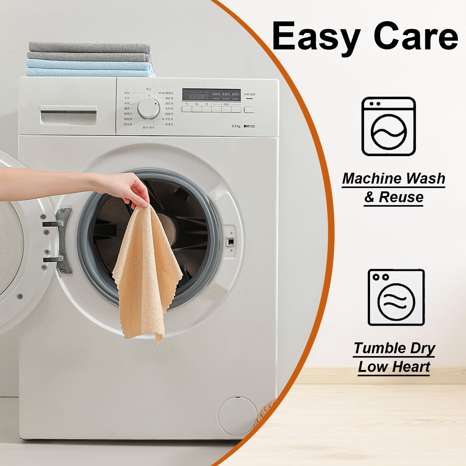 Beartech 80 Pack Microfiber Kitchen Towels Cleaning Cloth Roll,Lint Free Rags & Tear Away Reusable Towels,Washable Shop Rags,Ultra Absorbent Dish Rags for Car Kitchen Window Garage-Apricot Yellow