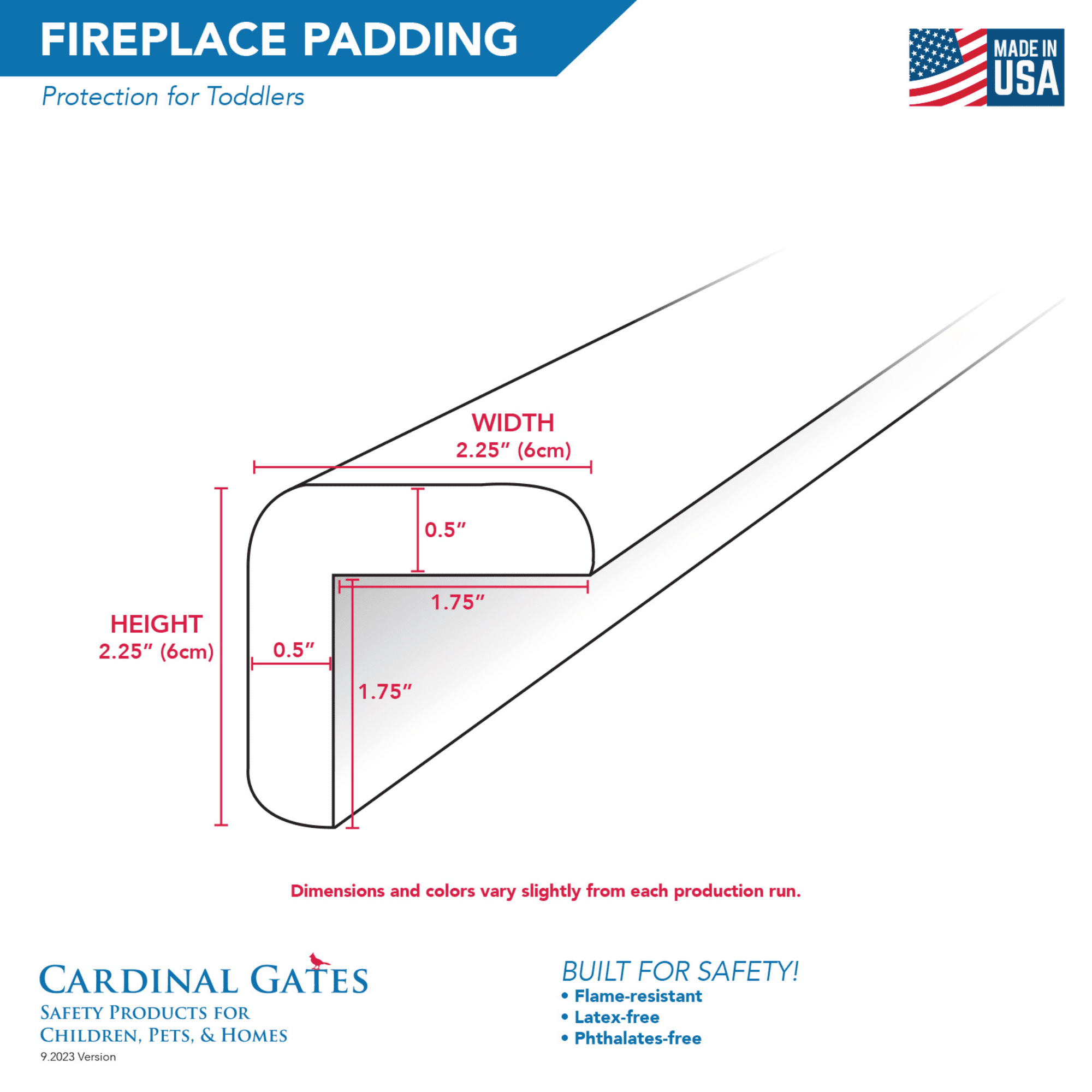 Cardinal Gates SPK Small Hearth Pad Kit - Fireplace Baby Proofing - Adhesive Backed Fireplace Bumpers for Babies - 4 Foot Roll of Padding & Two 6" x 9" Corners - Made in The USA - Gray