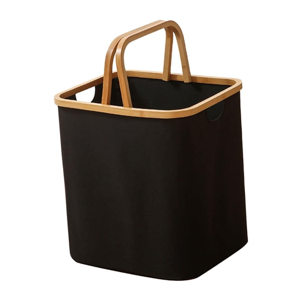 Cesta de almacenamiento plegable con asas para ropa sucia de moda para el hogar Negro