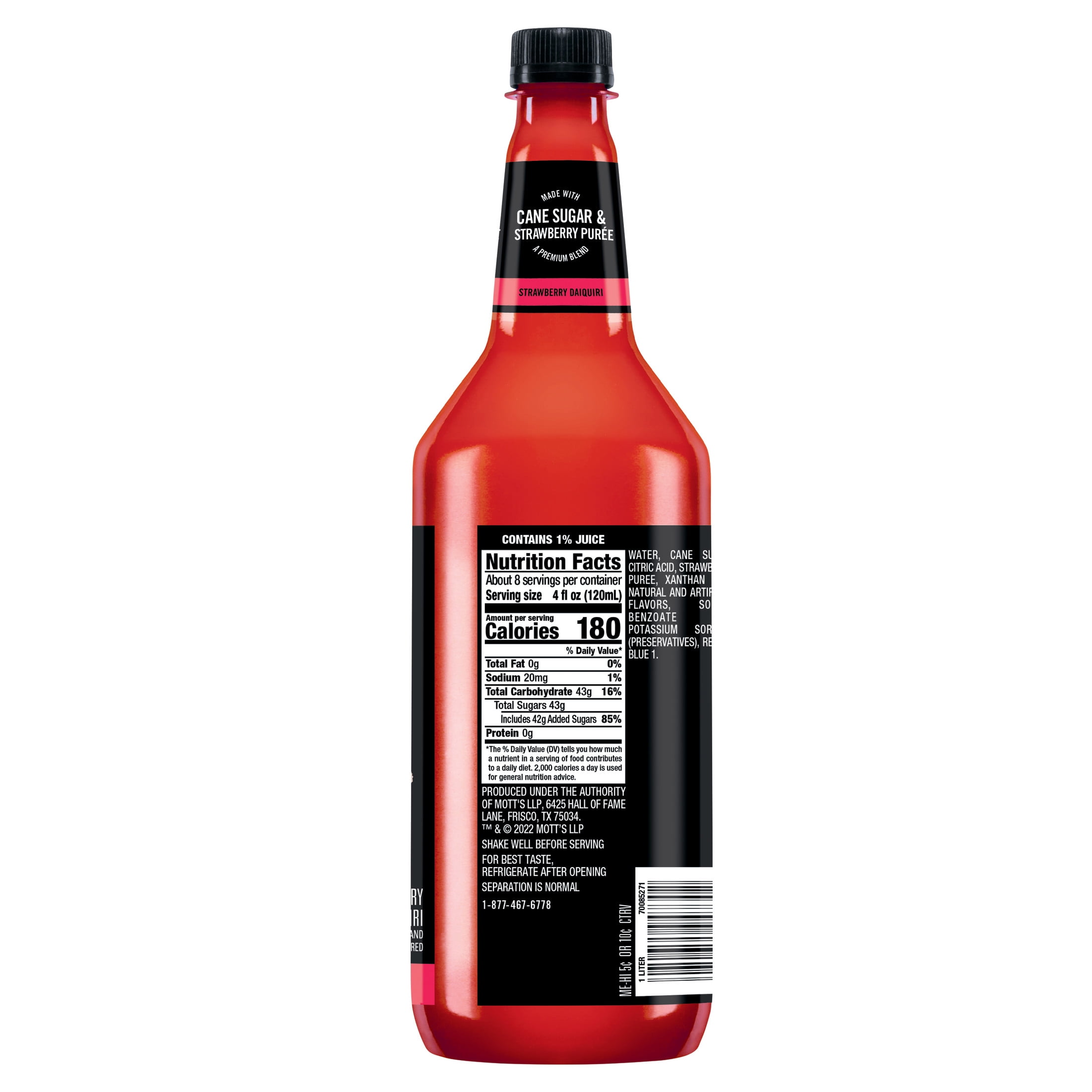 Mr & Mrs T Strawberry Daiquiri Margarita Cocktail Mix, 1 L, Plastic Bottle, Shelf Stable