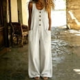 thumbnail image 4 of Zormilly Denim Overalls for Women Button Front Wide Leg Jeans Jumpsuits with Pockets Fashion Baggy Jeans Bib Overalls, S-3XL, 4 of 6