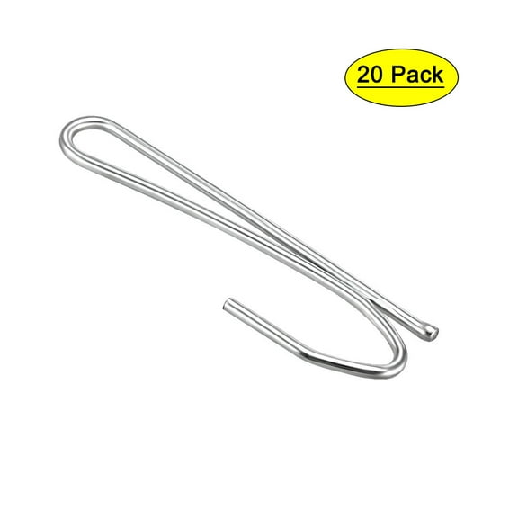 REGALWOVEN Curtain Hooks Metal Single Prongs Pinch Pleat Drapery Hook for Drapes Tapes Silver Tone 20Pcs