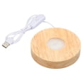 thumbnail image 1 of Base de luz LED de madera de 4" Uxcell, soporte de exhibición de luz para cristal 3D, piedra de aroma, luz blanca, 1 of 7