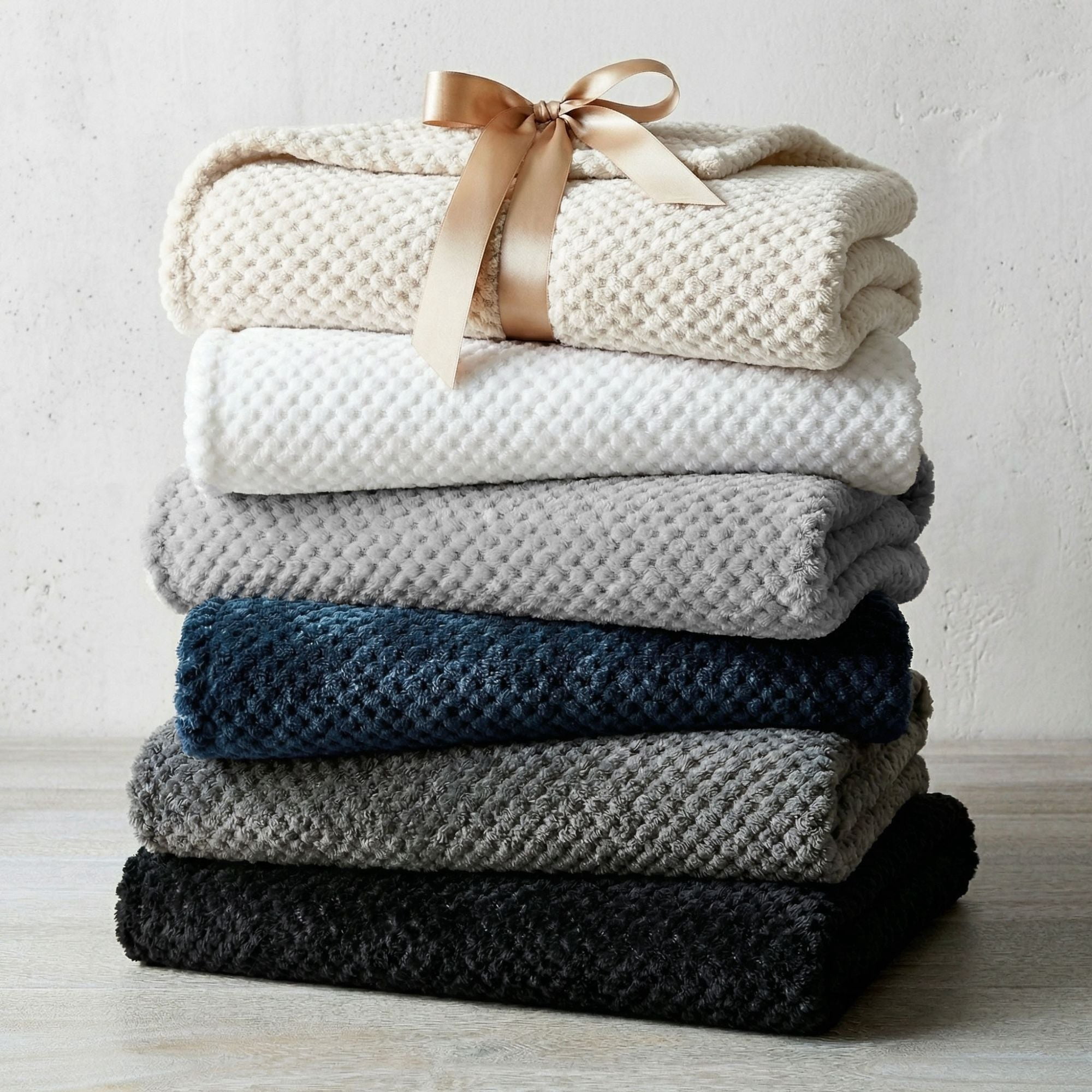 Superior Lily Pebbled Fluffy Fleece Blanket, King Size, Platinum