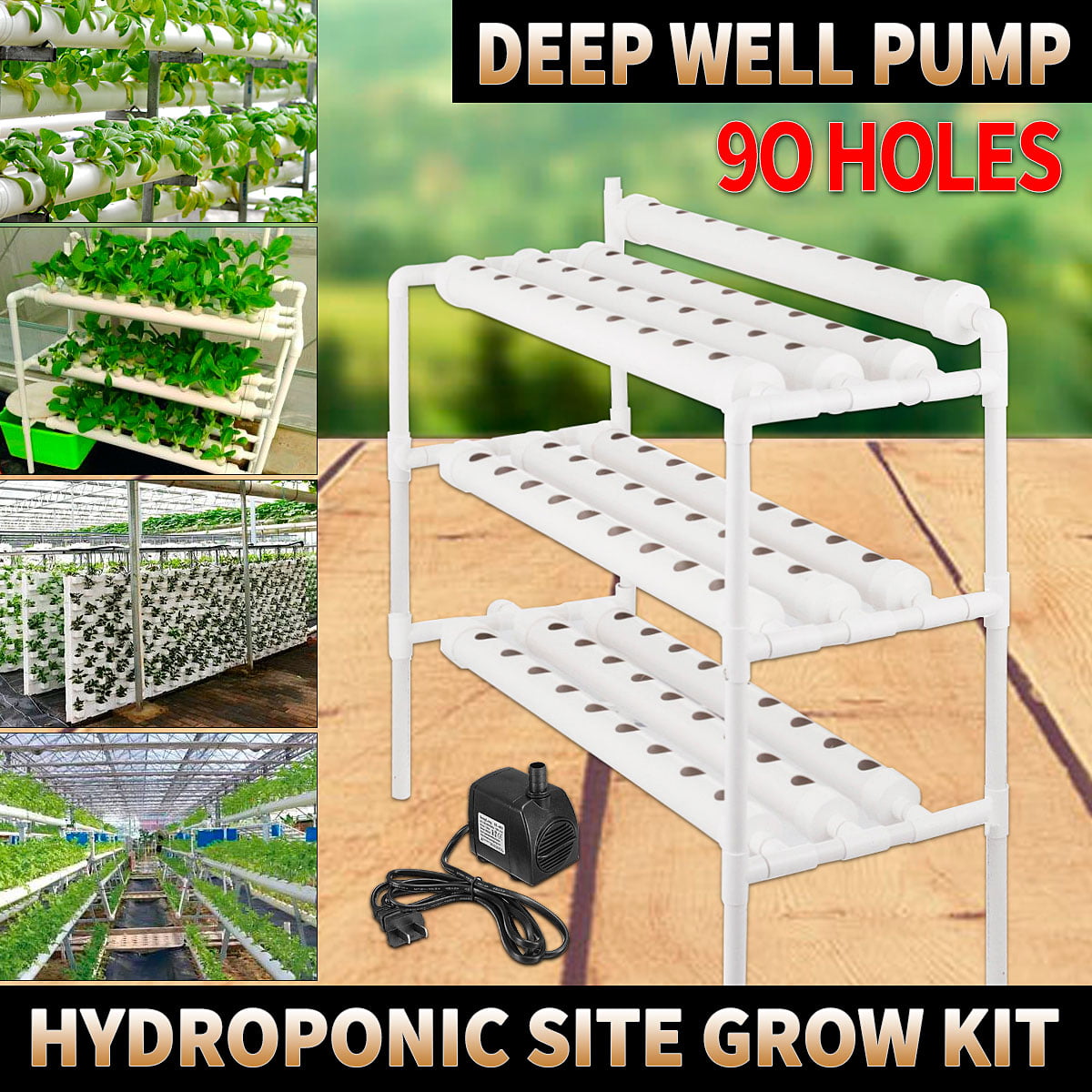Hydroponic Grow Kit 90 Plant Sites 3 layer Vegetable Tool home garden office DE 