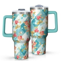 OBREWU Pioneer Flower Tumbler with Handle and Lid,Pioneer Flower 40oz Double Wall Vacuum Insulated Tumbler,Cups Gift for Women and Men