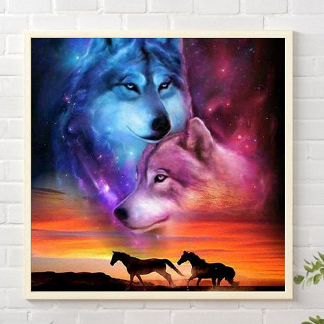 Cuadros Decorativos Kit de pintura por números DIY lobo mano aceite arte imagen artesanía hogar pared decoración (H1184) Wdftyju embutido en tela