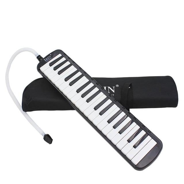 Melódica de plástico negro con bolsa de almacenamiento Boquillas Instrumento musical, 37 shamjiam 37 teclas melódicas