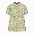 thumbnail image 4 of TOWMUS Linen Shirts Women Women's Summer Doll Neck Top With Print Short Sleeve Pullover Top Casual Shirts for Women Womens Tops Light Green, 4 of 4
