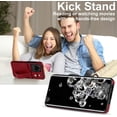 thumbnail image 3 of Design for Samsung Galaxy S20 Ultra 5G Phone Case with Screen Protector Adjustable Wrist Strap Kickstand Credit Card Slot Slim Shockproof Hybrid Rugged Protective Cover for Women 6.9 inch Red, 3 of 14