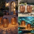 thumbnail image 4 of The Growing Ground 2 Pack Solar Lanterns Outdoor, Hollowed Metal LED Garden Decor Lanterns for Patio Yard Porch, Gifts for Women Mom Grandma, Bronze, 4 of 9
