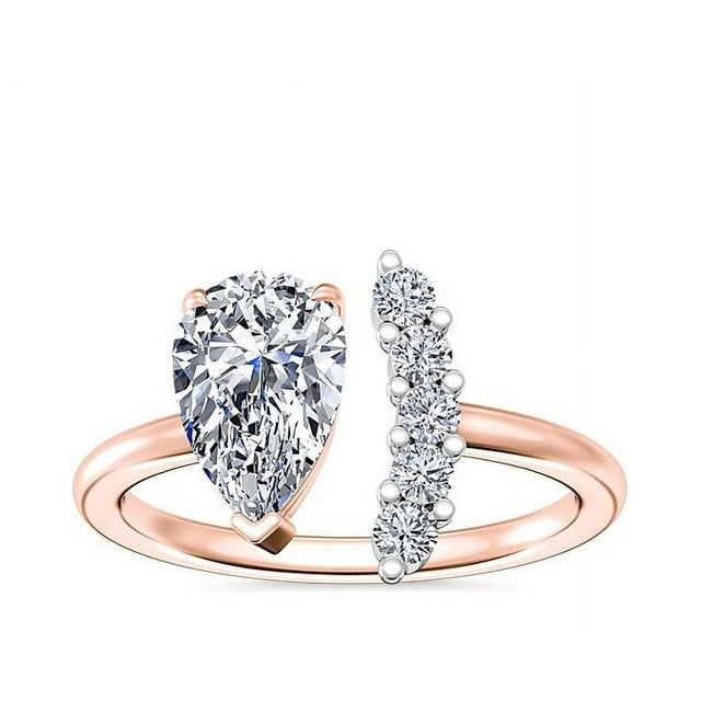0.70 Carat Excellent Pear Cut Real Diamond New Design Solitaire Ring for Wedding Solid 18K Rose Gold Size 11