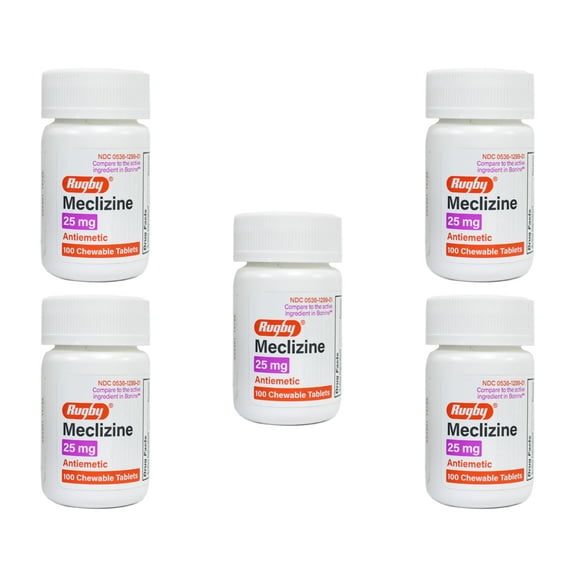 5 Pack - Rugby Meclizine 25 mg 100 Chwbls