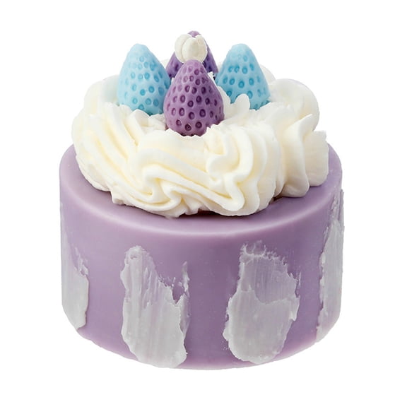 Rirozkan Scented Candle, Purple Strawberry Cake Design Jar Candle, Sweet Fragrance Soy Wax Candle, Decorative Candle for Birthday Gift, Holiday Souvenir for Friends, Purple
