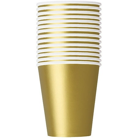 (3 Pack) Paper Cups, 9 oz, Gold, 14ct