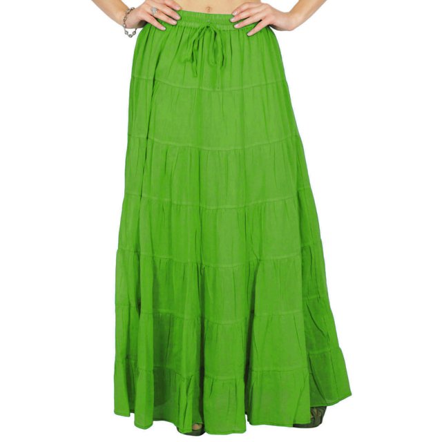 Phagun Jupe d'Été Verte en Coton pour Femme, Design Ethnique, Taille à Cordon - 8