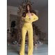 thumbnail image 4 of Traje Informal de Dos Piezas para Mujer, de Punto Liso, con Aberturas, Larga, Botones y Pantalones de Cintura Alta. Amarillo M, 4 of 8