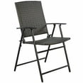 thumbnail image 2 of Spaco Set of 4 Rattan Folding Chairs, Outdoor Stackable Dining Chairs for All Weather, Comfortable Breathable Garden Outdoor Furniture for Backyard Deck, 2 of 5