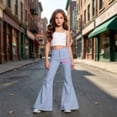 thumbnail image 5 of Gaexia Girls Shool Flared Leg Pants Flare Dress Pants Casual Cargo Sweatpants Stretchy Elastic Waist Bell Bottom Trousers Dress Sweatpants with Pockets Spring Fall Winter, 5 of 5