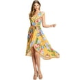 thumbnail image 4 of Flying Tomato Women's Floral Print Wrap Day Dress (S, Yellow), 4 of 4