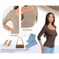 thumbnail image 4 of ANRABESS Womens 3/4 Sleeve Scoop Neck Tops Ribbed Knit Slim Fitted Casual Basic Tee Shirts 2026 Fall Trendy Going Out T-Shirt Khaki Medium, 4 of 11