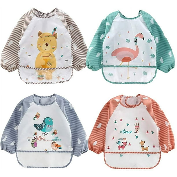4 baberos de manga larga para bebé de 0 a 3 años Adepaton WMPH-1209-2