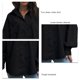 thumbnail image 4 of Camisa de mujer Cuello vuelto Color puro Mangas de linterna de un solo pecho Blusa de ajuste casual Negro S, 4 of 5