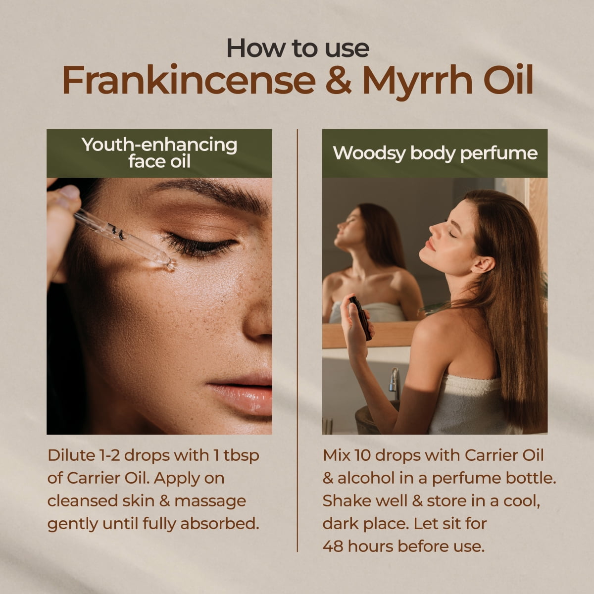 Gya Labs Frankincense and Myrrh Essential Oil for Diffuser & Aches - Therapeutic Grade Frankincense and Myrrh Essential Oils for Skin & Candle Making (10ml x 2)