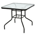 thumbnail image 2 of Patiojoy 32" Patio Square Table Steel Frame Dining Table Patio Furniture Glass Top, 2 of 7