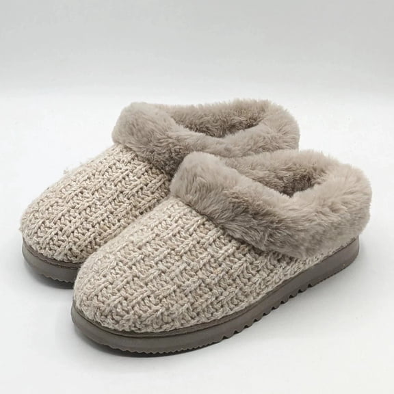 Dearfoams Women's Knit Clog Comfort Slippers Shoes Oatmeal Heather - Size Small (5-6)