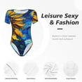 thumbnail image 4 of Rateoe Sunflower Starry Night Vibes Printed Women Rash Guard Short Sleeve,Tummy control Swimsuit Surfing Swimsuit Bathing Suit Short-sleeved Onesie UPF 50+ -, 4 of 7