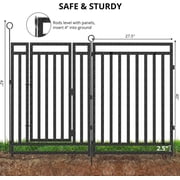 Petorldog Decorative Garden Fence Metal Dog Fence Outdoor for Yard, 36ft (L) x 40in (H), 14 Panels + 2 Gates, No Dig Fence for Patio | Black-Silver