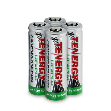 1 Card: 4pcs Tenergy 3.2V 400mAh 14500 AA Size LiFePO4 Rechargeable (Best 14500 Battery 2019)