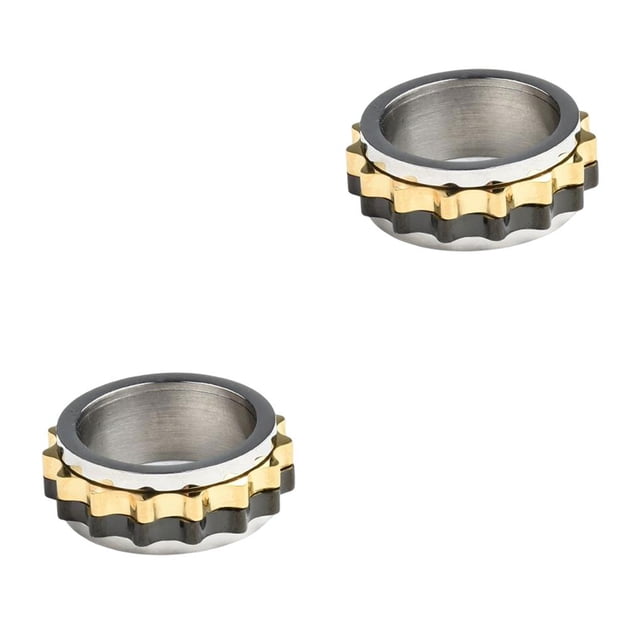Qarigey Anillo giratorio para hombre, anillos personalizados, accesorios de decoración de joyas para dedos multiusos, cumpleaños de Navidad, color primario, 7# 2piezas