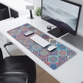thumbnail image 2 of Long Mouse Pads for Desk,Red Floral Square Pattern Desk Mats on Top Of Desks, Desk Mouse Pad Extra Large with 3mm Non-Slip Base and Stitched Edge for Gaming,Office,Work,Home 31.5"x11.8", 2 of 6