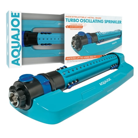 Aqua Joe AJ-OMS18-TRB Indestructible Metal Base Oscillating Sprinkler Customizable Coverage 4500 sq ft Max Coverage