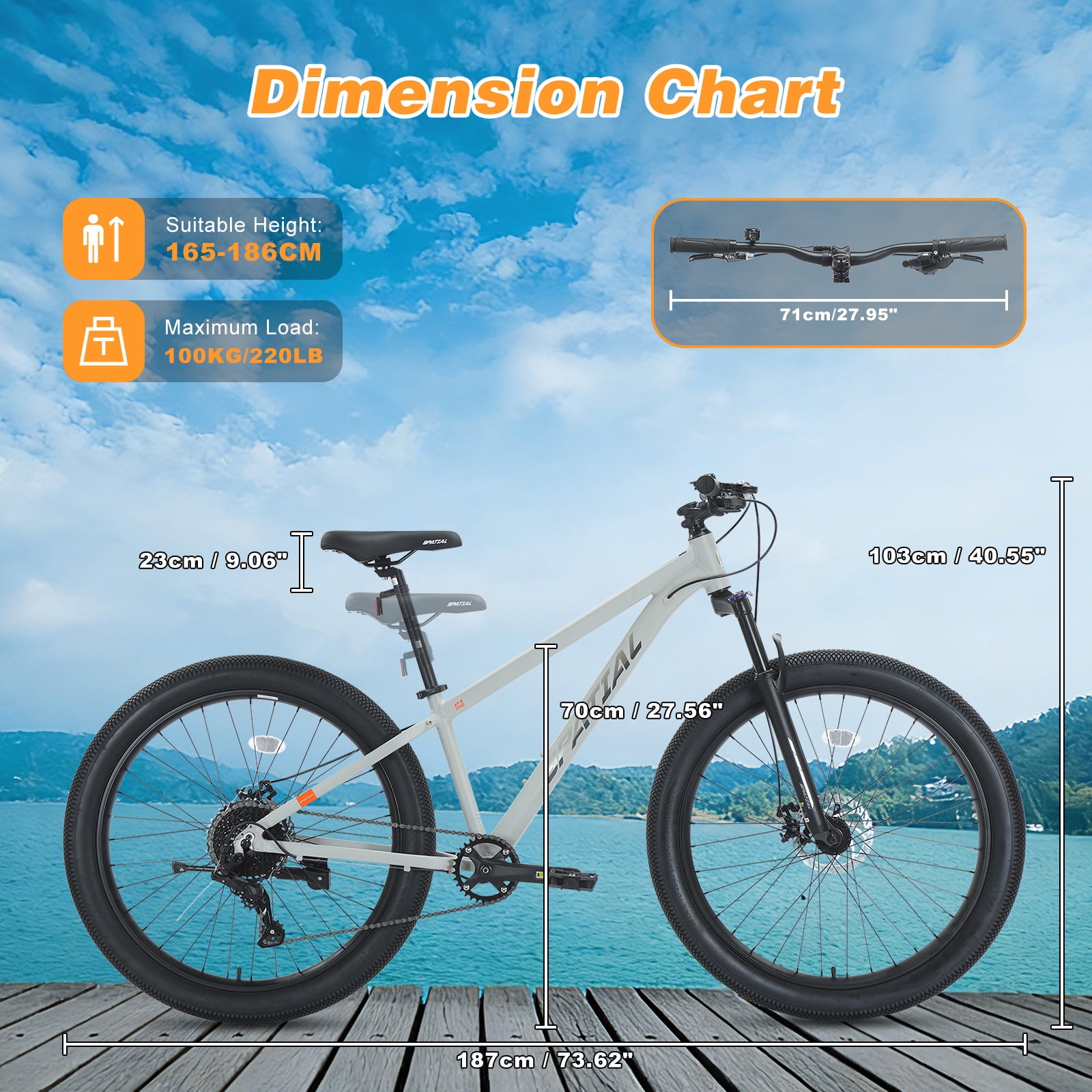 SPATIAL Pro Mountain Bike,27.5 Inch Fat Bike for Man Women Teen,Outdoor Cycling Bicycle with 3.0-Inch Wide Tires,9 Speed Drivetrain