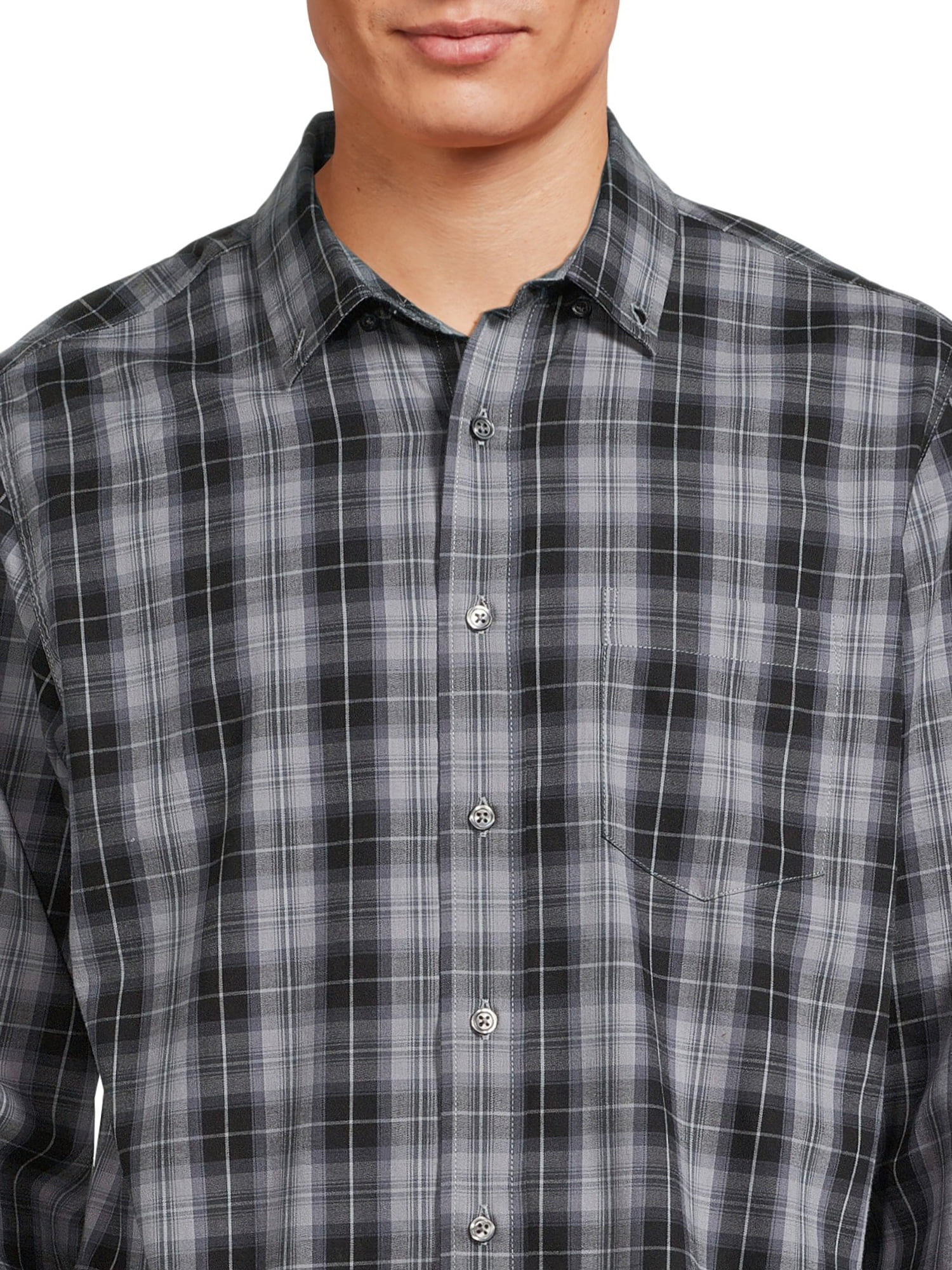 George Men's Long Sleeve Poplin Button-Up Shirt