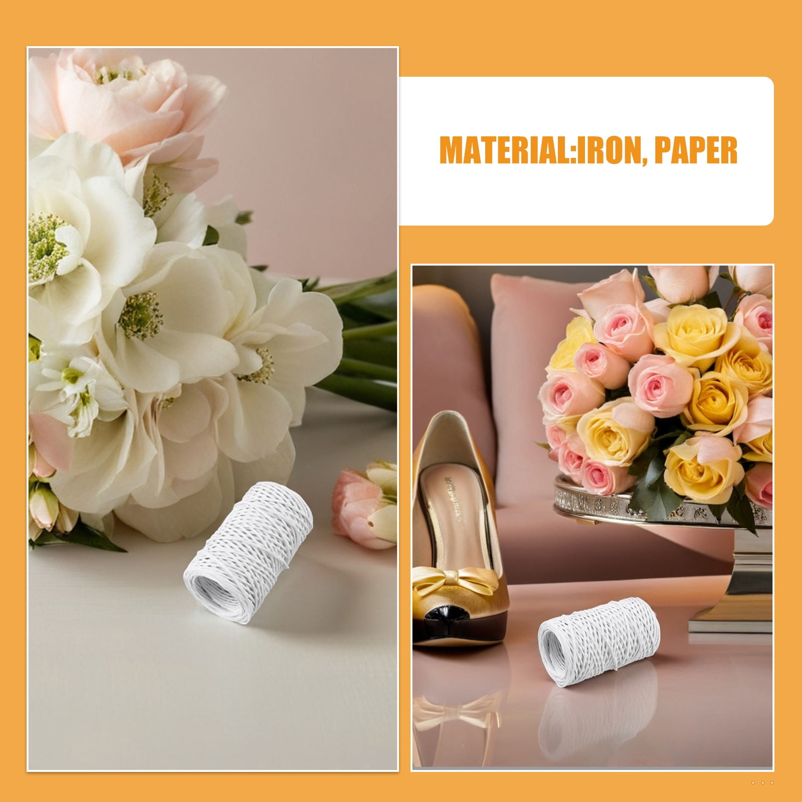 OUNONA White Paper Coated Floral Wire for Gardening, Flower Arranging, Crafting, Floral Projects and Decorations