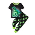 thumbnail image 2 of WOYY Newborn Boys Dinosaur Glow In The Dark Pajamas Cotton Short Sleeve Top Pants Soft PJs, 2 of 6
