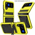 thumbnail image 1 of SaniMore for Samsung Galaxy Z Flip 3/4 6.7" Tri-layer Case with Wireless Charging Tempered Glass Screen Protector Hidden Bracket Drop Resistant Heavy Duty Protective Case for Galaxy Z Flip 3/4, Yellow, 1 of 7