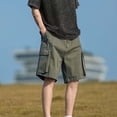 thumbnail image 7 of cllios Men's Big and Tall Cargo Shorts with Pockets Loose Fit Drawstring Waist Outdoor Short Summer Casual Shorts Green XXXXL, 7 of 7