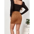 thumbnail image 5 of Wenseny Womens Stylish Suede Tulip Skirt Asymmetric Wrap Skirt Bodycon Short Skirts Khaki S, 5 of 7