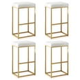 thumbnail image 7 of BELLEZE 30" Bar Height Bar Stools Set of 4, PU Leather Backless Barstools, Modern Upholstered Kitchen Stools with Metal Base Kitchen Island Chairs for Bar Pub Bistro, White & Gold, 7 of 7